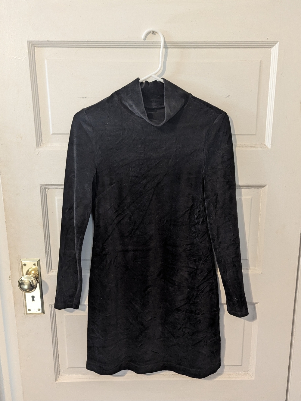 Everlane Black Velvet Long Sleeve Turtleneck Mini Dress Womens S